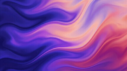 Abstract fluid gradient background with soft waves of purple, violet, pink, and peach colors with satin smooth texture. AI generated
