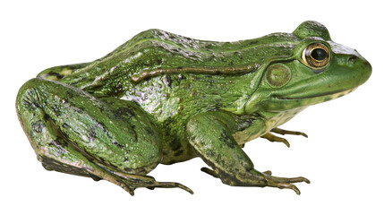 Obraz premium Green frog with textured skin and bulging eyes
