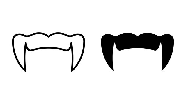 Vampire Fangs: A graphic representation of two sets of vampire fangs, one in outline and one in solid black, symbolizing the supernatural and the macabre.