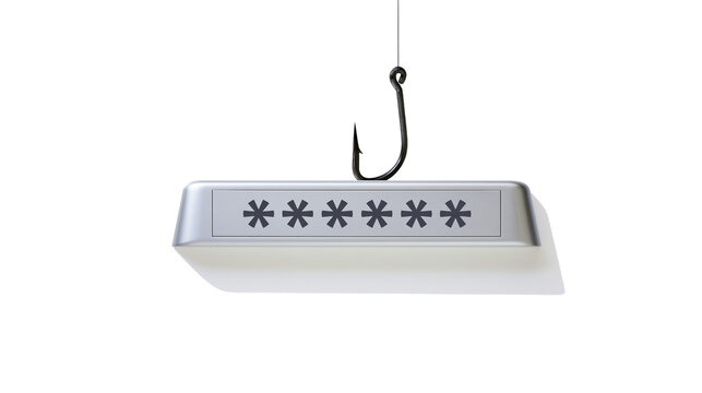 Fishing hook dangling over password asterisks