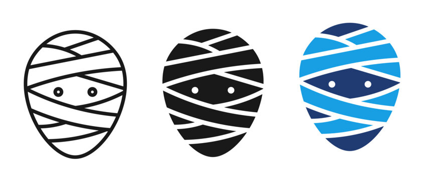 Halloween Mummy Icon Set, Cute Mummy Character Editable Vector Collection, Cartoon Monster Flat Halloween Icon