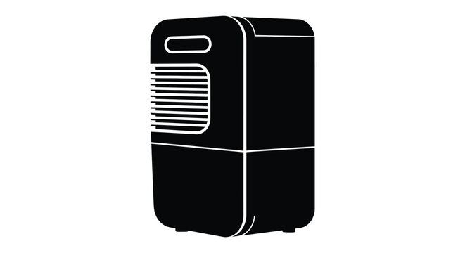 Portable air conditioner unit in black silhouette cooling appliance ventilation climate