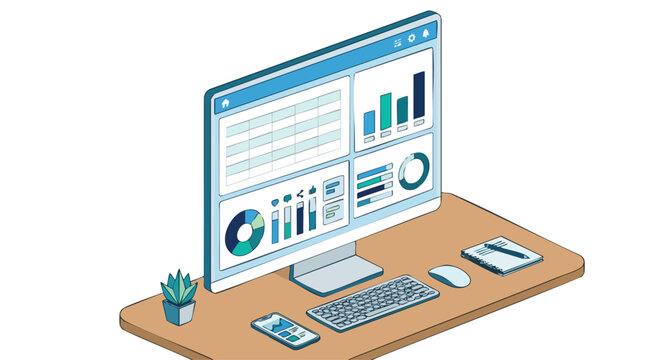 Marketing Dashboard Isometric Illustration