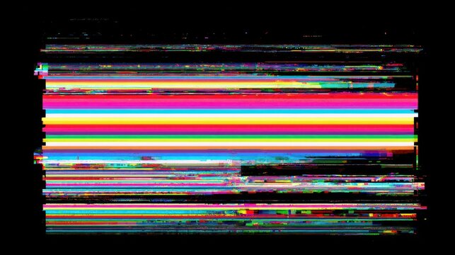 Colorful glitch effect with horizontal stripes