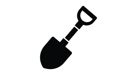 Black silhouette of a garden shovel against a white background silhouette © sanu