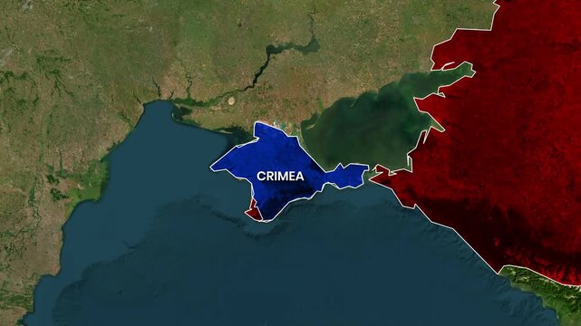 Crimea highlighted on a satellite map animation motion graphics clip