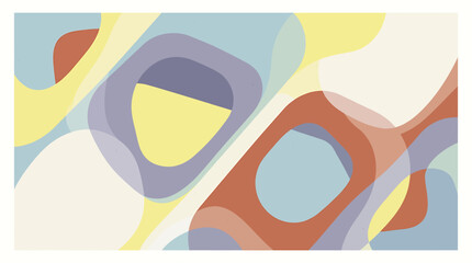 Abstract geometric background with organic fluid shapes in pastel colors and soft earthy tones. © Warni