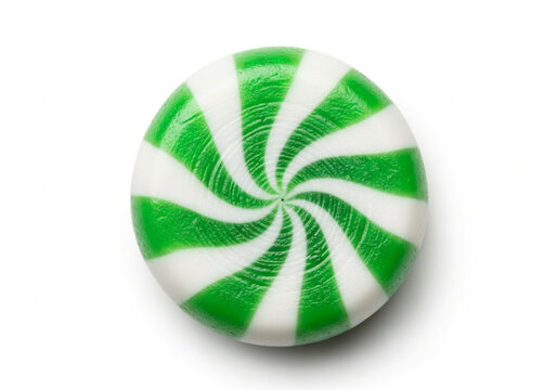 Green and white peppermint candy