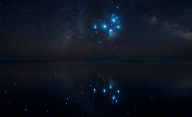Fototapeta premium ( night sky with stars ) Gazing at Matariki: Dawn of a New Beginning (Perfect for highlighting the Pleiades star cluster and Maori New Year themes).