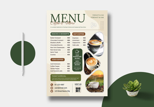 Coffee Menu Card Template Layout