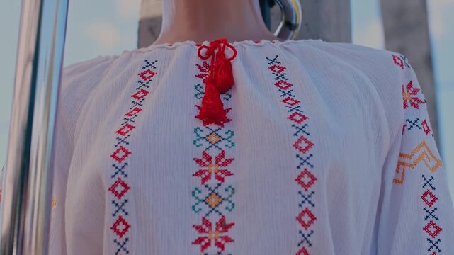 Traditional Embroidered Romanian and Moldovan Folk Blouse