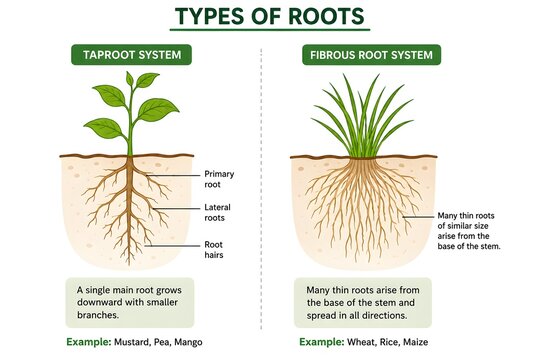 Types of Roots Including Taproot and Fibrous Root System