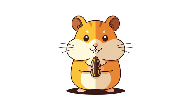 Cute cartoon hamster holding a seed.