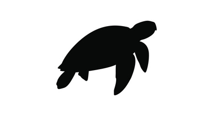 Fototapeta premium Sea turtle depiction in a solid black silhouette marine reptile ocean