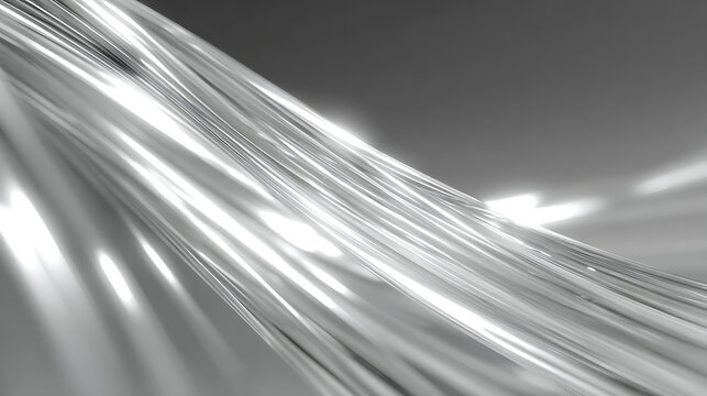 abstract flowing silver light trails background, futuristic glass motion design, digital technology art, elegant wave texture, modern minimal illustration