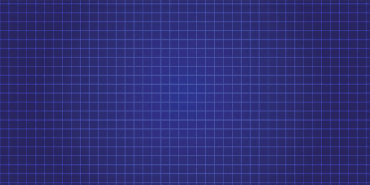 Horizontal millimeter graph paper with thick white border and technical grid on blue background. Suitable for drafts and planning. Stock vector illustration in flat style.