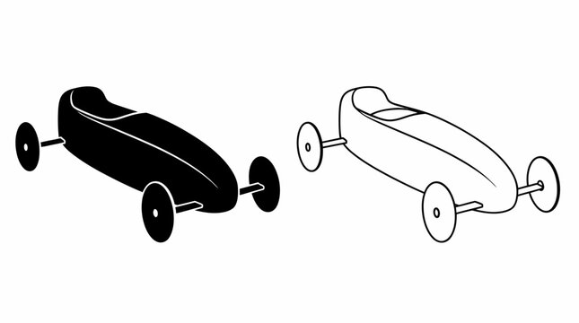 Vintage Soap Box Derby Car Icons, Minimalist Childhood Play Vector