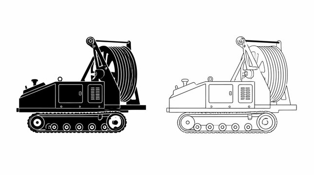 Pipe Inspection Crawler Robot with Cable Reel Vector Illustration