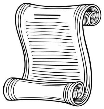 Vintage Scroll Document with Handwritten Text and Rolled Edges