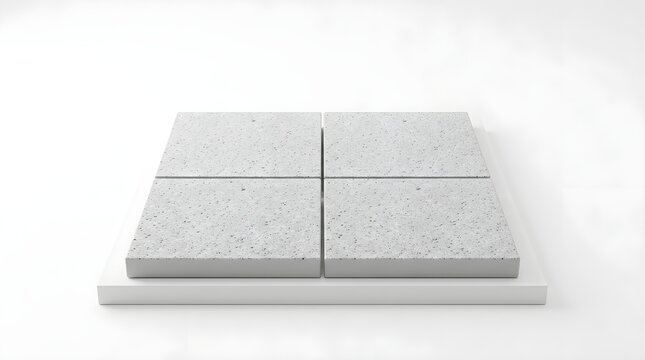 Four Square Concrete Slabs Arranged on White Surface in Minimalist Style