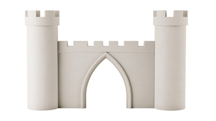 Castle gate with crenellated towers and arched entrance © Elena