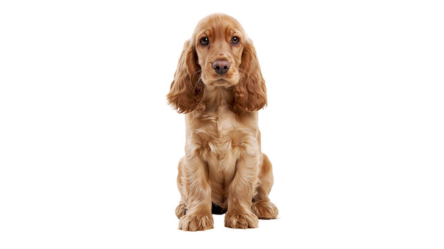 Golden Cocker Spaniel puppy sitting attentively