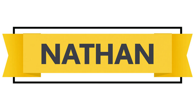Yellow ribbon with the word NATHAN in dark gray letters