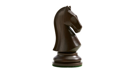 Dark brown wooden chess knight piece © Elena