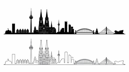 Fototapeta premium Cologne City Skyline Silhouette Vector Illustration