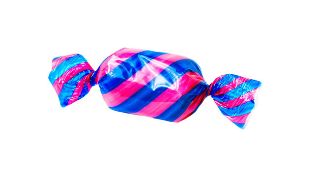 Striped pink and blue candy wrapper