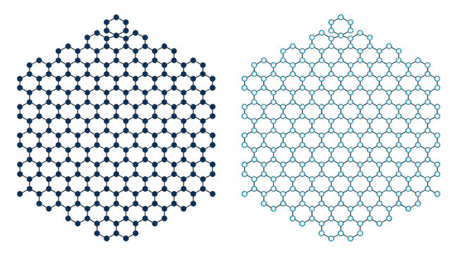 Graphene lattice structure molecular model isolated on transparent background