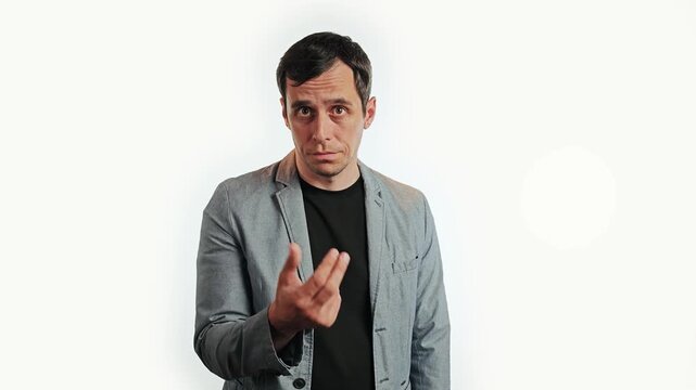 Corrupt man making a hand gesture asking for money bribe
