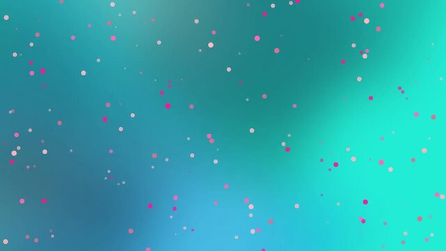 Abstract turquoise gradient background with scattered pink and white glitter sparkles