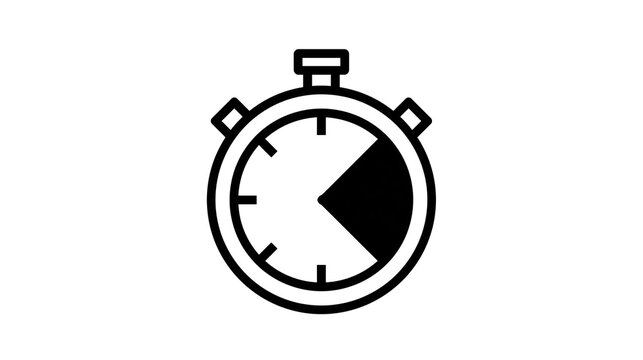 Stopwatch icon with black segment indicating time elapsed