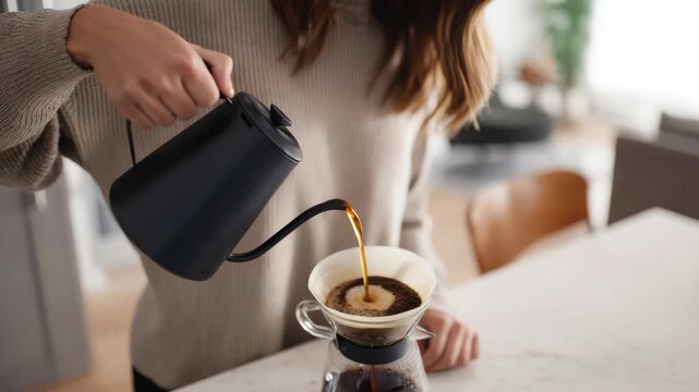 A person making a cup of coffee with an espresso machine.