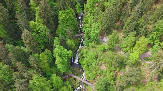 A view of the beautiful Triberg Waterfall in the Black Forest