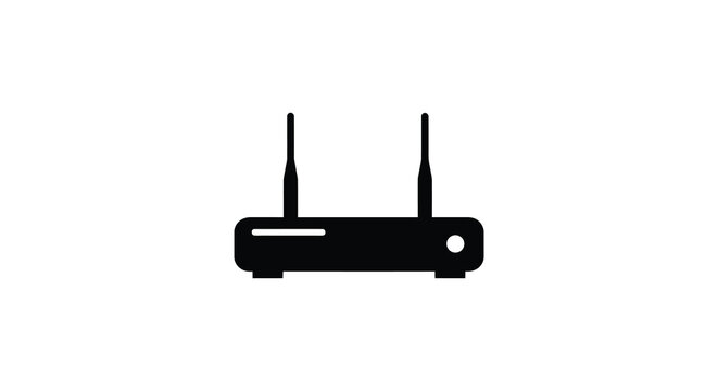 Wireless router with two antennas a flat black silhouette networking connectivity