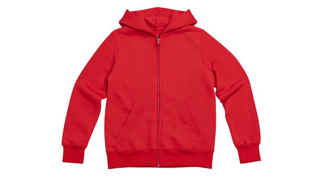 Red Full Zip Hoodie with Pockets