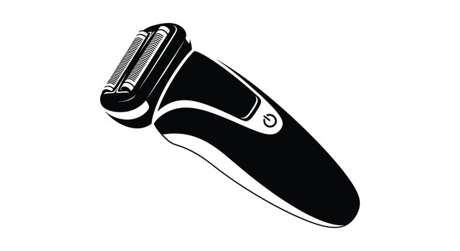 Electric razor in black silhouette against a white background silhouette shaver