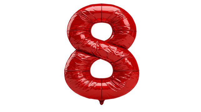Shiny red number 8 balloon