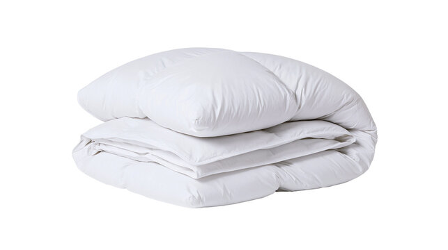 White folded duvet and pillow stack