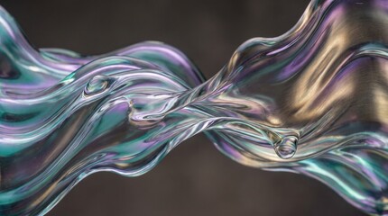 Obraz premium Abstract Iridescent Fluid Art with Colorful Swirling Waves