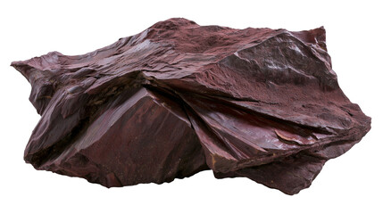 Rough textured dark red rock fragment with layered planes © Miguel