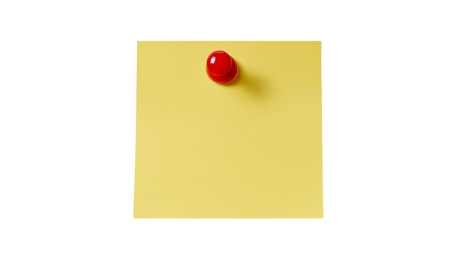 Yellow sticky note with red pushpin