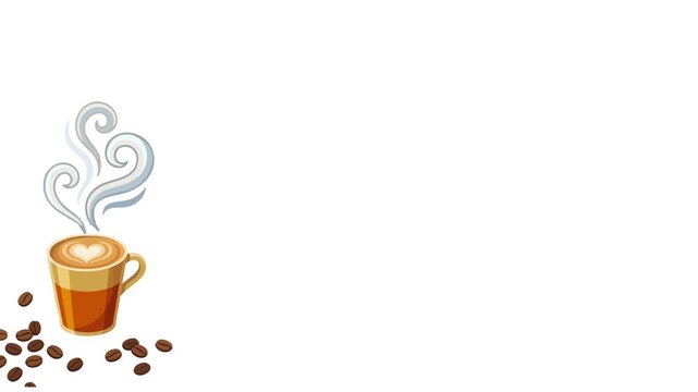 Intl. Coffee Day celebration with a steaming cup and coffee beans
