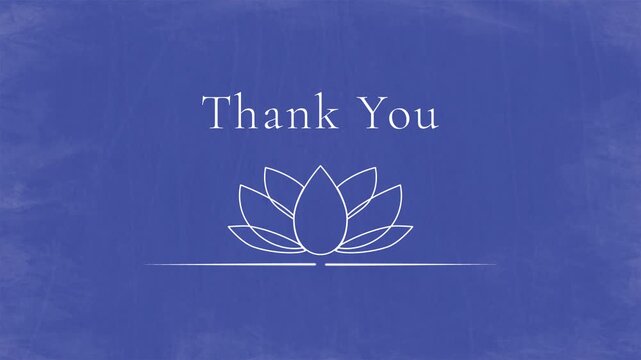 Thank You - Lotus Line Art Animation on Rustic Ultramarine Chalkboard