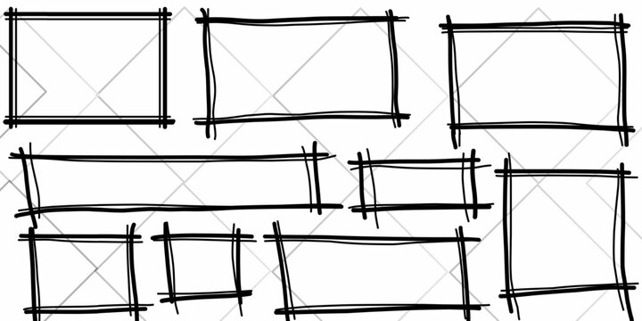 Black rectangular boxes. Hand-drawn vector illustration with a box pattern.