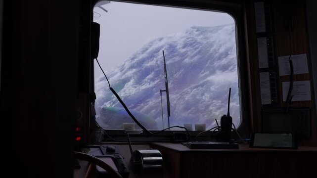 Huge Wave Rising Above Ship in Drake Passage
