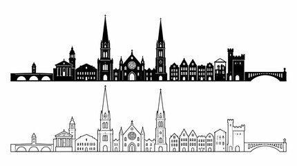 Fototapeta premium Salzburg City Skyline Silhouette Vector Illustration