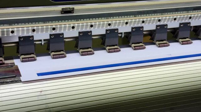 Large Format Industrial Digital Printer Printing Blueprint Lines on Paper